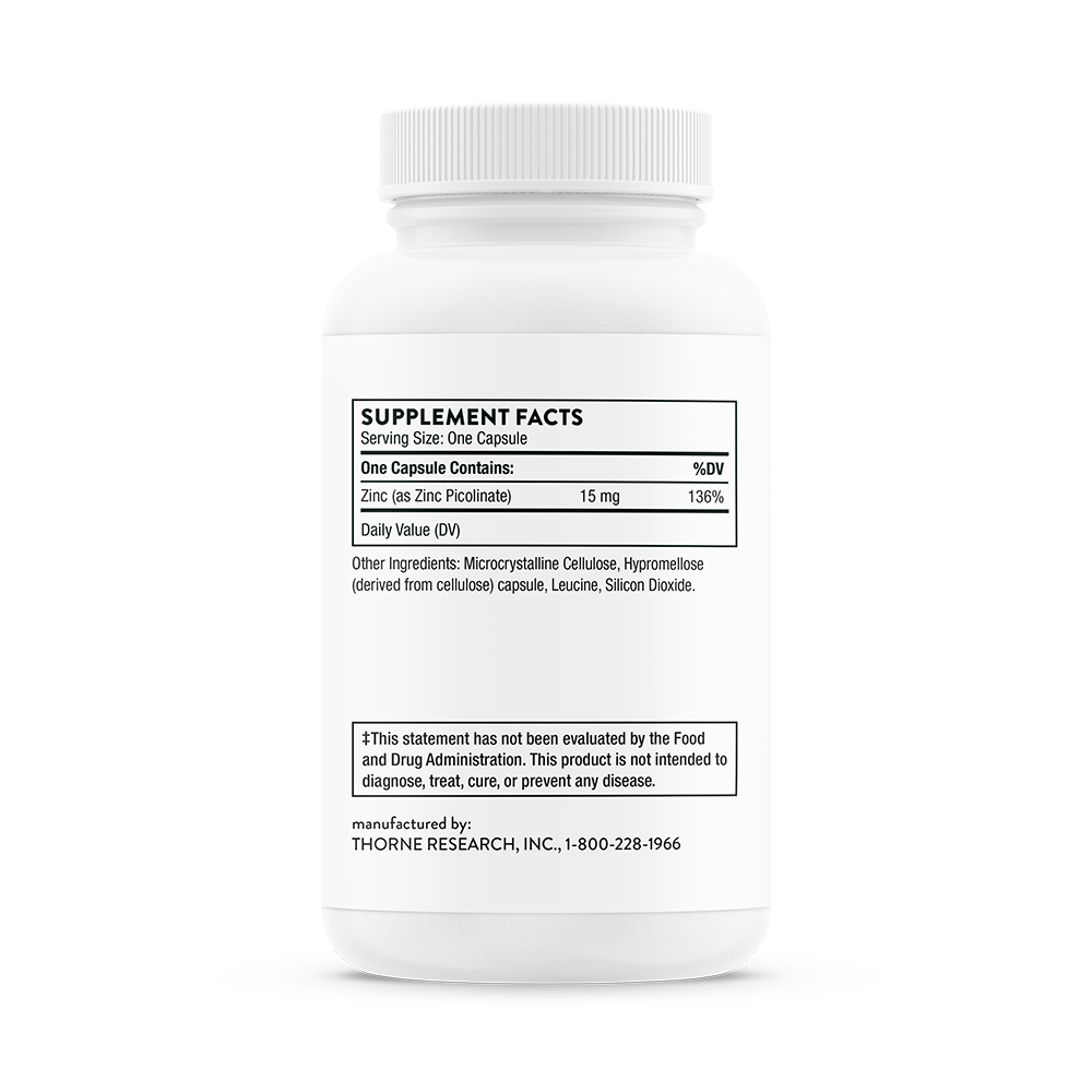 Thorne Zinc Picolinate – back view