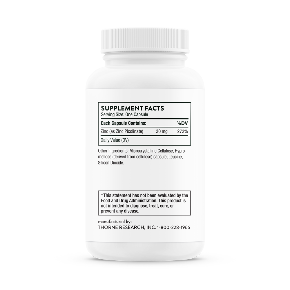 Thorne Zinc Picolinate – back view