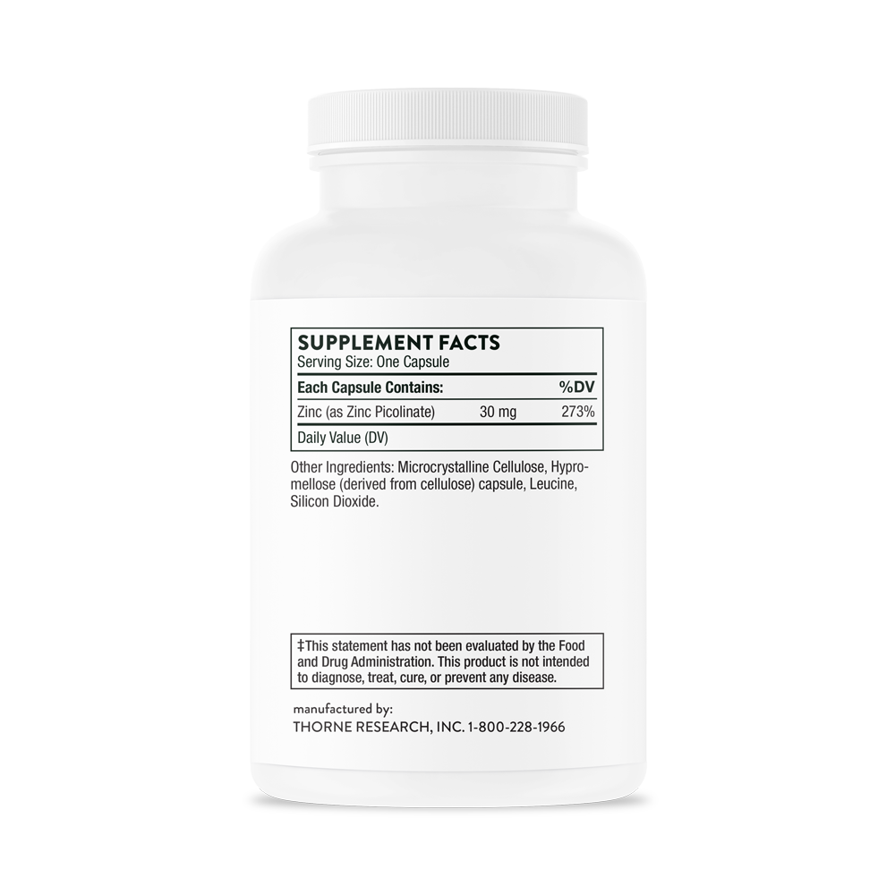 Thorne Zinc Picolinate – back view